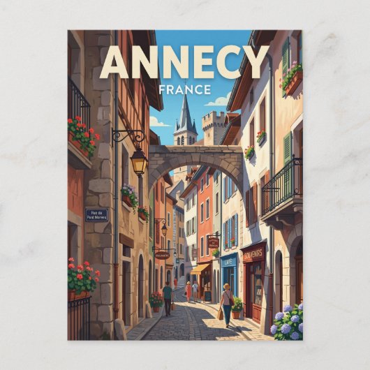 Oude Stad Steeg, Annecy Frankrijk Briefkaart (Voorkant)
