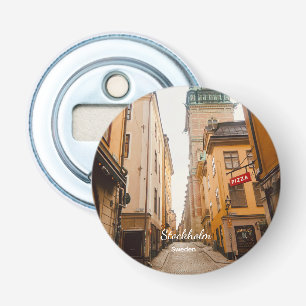 Oude Stad, Stockholm, Zweden Souvenir Button Flesopener