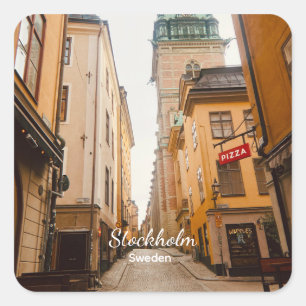 Oude Stad, Stockholm, Zweden Souvenir Vierkante Sticker