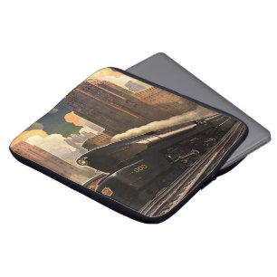 Oude stad, T1 Duplex-trein op spoorrails Laptop Sleeve