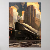 Oude stad, T1 Duplex-trein op spoorrails Poster (Voorkant)