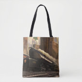 Oude stad, T1 Duplex-trein op spoorrails Tote Bag (Voorkant)