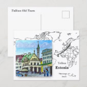 Oude Stad, Tallinn Estland Briefkaart (Voorkant / Achterkant)