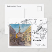Oude Stad, Tallinn Estland Briefkaart (Voorkant / Achterkant)