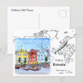 Oude Stad, Tallinn Estland Briefkaart (Voorkant / Achterkant)