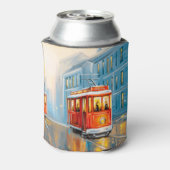 Oude Stad Tram Olieverfschilderij Blikjeskoeler (Blikje Achterkant)