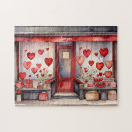 Oude Stad Valentijnsdag Winkel Raam Legpuzzel