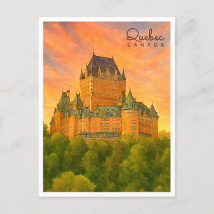 Oude stad van Quebec   Waterverf van Canada Feestdagenkaart