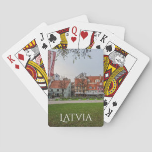 Oude stad van Riga in de herfst Pokerkaarten