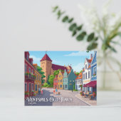 Oude Stad Ventspils Letland Briefkaart (Staand voorkant)