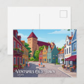 Oude Stad Ventspils Letland Briefkaart (Voorkant / Achterkant)