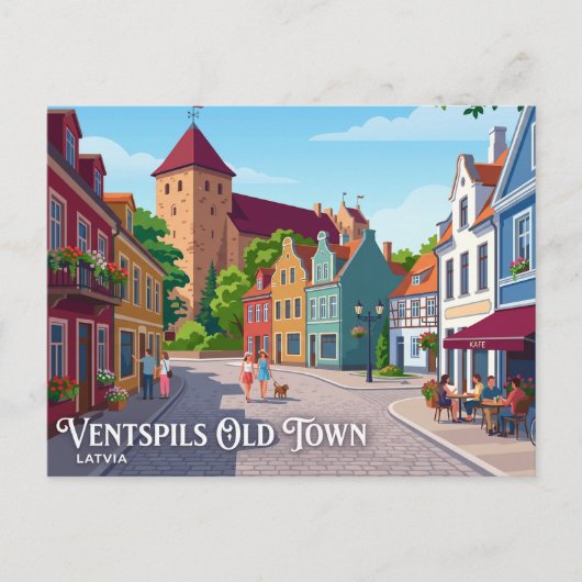 Oude Stad Ventspils Letland Briefkaart (Voorkant)