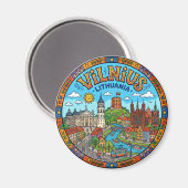 Oude Stad Vilnius Litouwen Magneet (Voorkant / Achterkant)