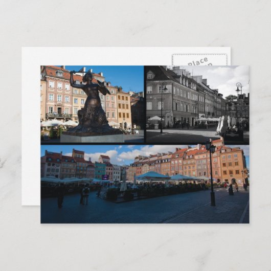 Oude stad Warschau Briefkaart (Voorkant / Achterkant)