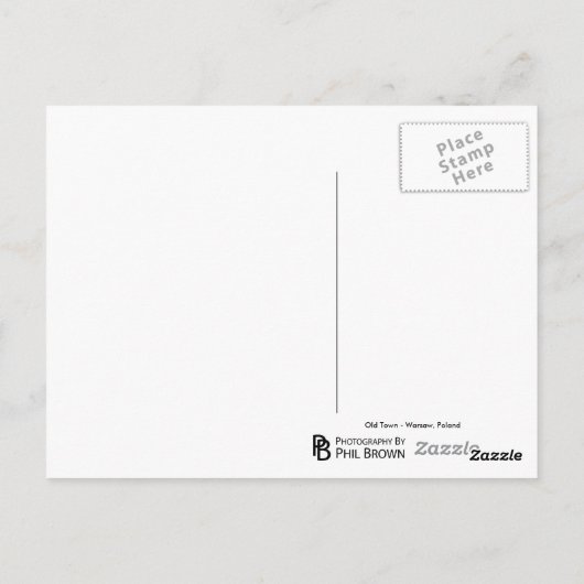 Oude stad Warschau Briefkaart (Achterkant)