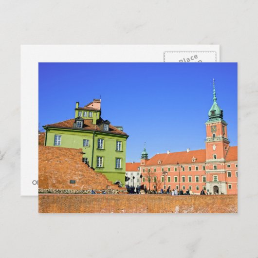 Oude stad Warschau Briefkaart (Voorkant / Achterkant)