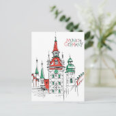 Oude Stadhuis München Duitsland Illustratie Reizen Briefkaart (Staand voorkant)