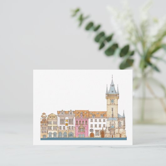 Oude stadhuis. Prague Czech Briefkaart (Staand voorkant)