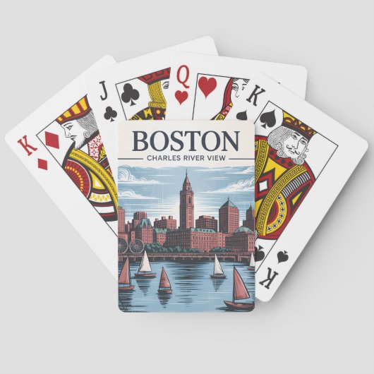 Oude stadsgezicht van Boston Massachusetts & Zeilb Pokerkaarten (Achterkant)