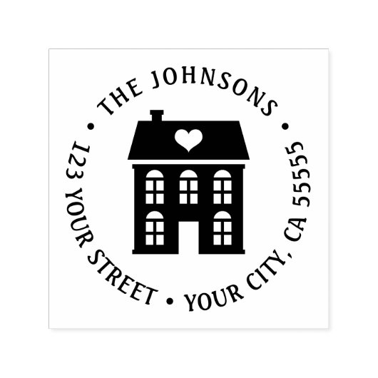 Oude stadshuis met hartterugkeer  zelfinktende stempel (Design)