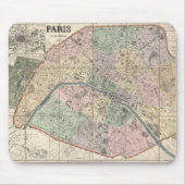 Oude  stadskaart van Parijs, Frankrijk Europa Muismat (Voorkant)