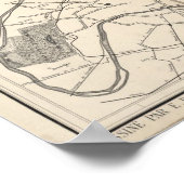 Oude  stadskaart van Parijs, Frankrijk Europa Poster (Hoek)