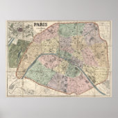 Oude  stadskaart van Parijs, Frankrijk Europa Poster (Voorkant)
