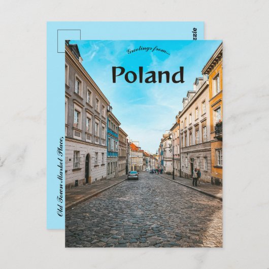 Oude Stadsmarkt Warschau Polen Briefkaart (Voorkant / Achterkant)