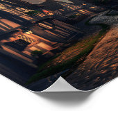 Oude Stadsnacht Volle Maan Poster (Hoek)