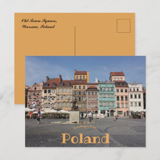 Oude Stadsplein Warschau Polen Briefkaart (Voorkant / Achterkant)