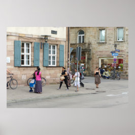 Oude stadsramen poster