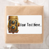 Oude Steampunk-camera Etiket (Insitu)