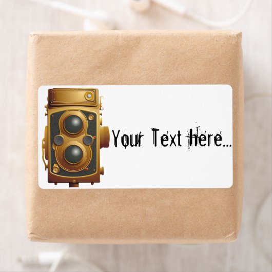 Oude Steampunk-camera Etiket (Insitu)