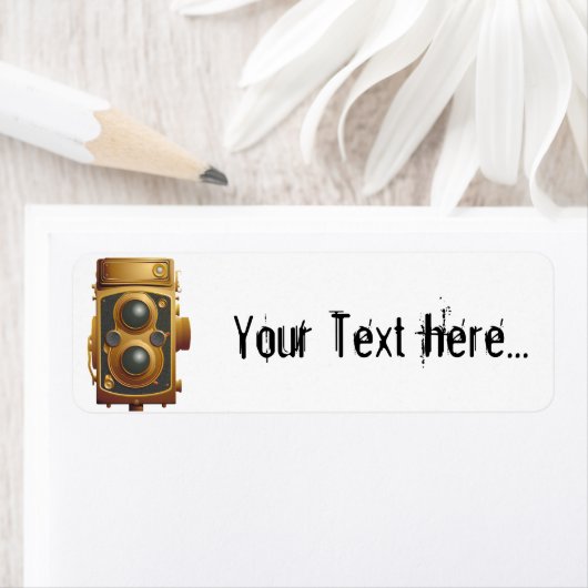 Oude Steampunk-camera Etiket (Insitu)