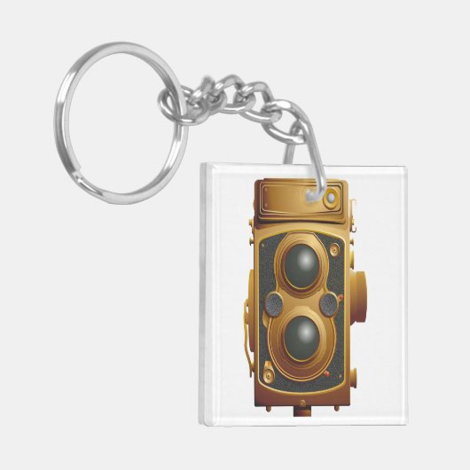 Oude Steampunk-camera Sleutelhanger (Voorkant Links)
