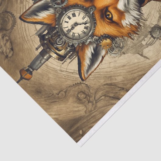  oude Steampunk Fox Tissuepapier (Detail)