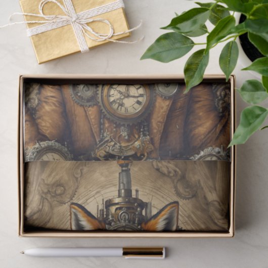  oude Steampunk Fox Tissuepapier (Geschenk)