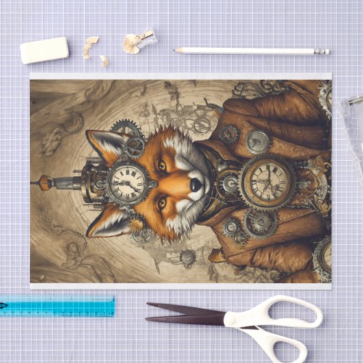  oude Steampunk Fox Tissuepapier (Craft)