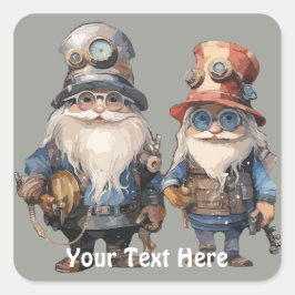 Oude Steampunk Gentlemen naar het werk Vierkante Sticker