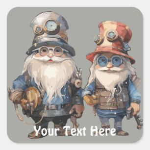 Oude Steampunk heren op weg naar het werk Vierkante Sticker