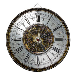 Oude steampunk klokontwerp accessoires, vintage dartbord