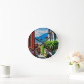 Oude steeg in Bellagio (meer Como, Italië) Ronde Klok (Huis)