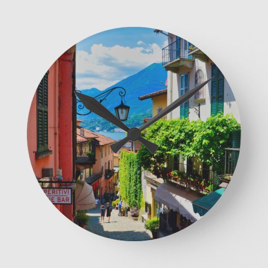 Oude steeg in Bellagio (meer Como, Italië) Ronde Klok (Voorkant)