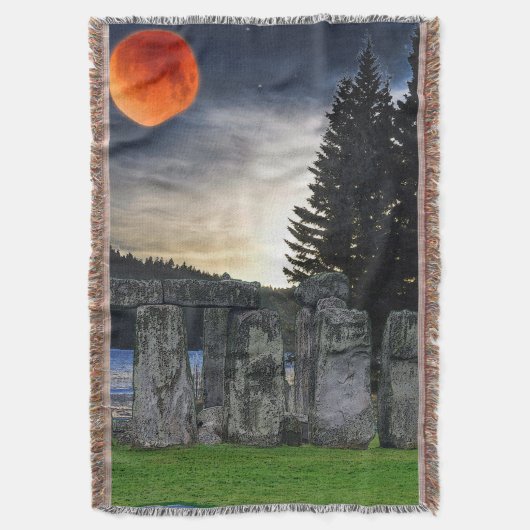 Oude steenbogen en Mystical Red Full Moon Deken (Voorkant Verticaal)