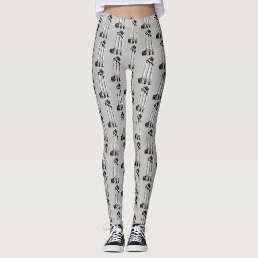 Oude steenkolommen op grijs leggings (Voorkant)