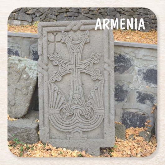 Oude steenkruisen in Armenië Kartonnen Onderzetters (Voorkant)