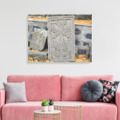 Oude steenkruisen (khachkars) in Armenië Canvas Afdruk (Insitu (Woonkamer))