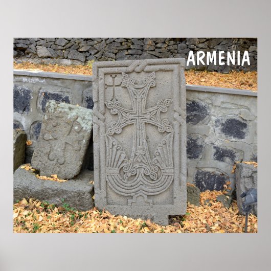 Oude steenkruisen (khachkars) in Armenië Poster (Voorkant)