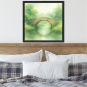 Oude stenen brug Waterverf Canvas Afdruk (Insitu (Slaapkamer))