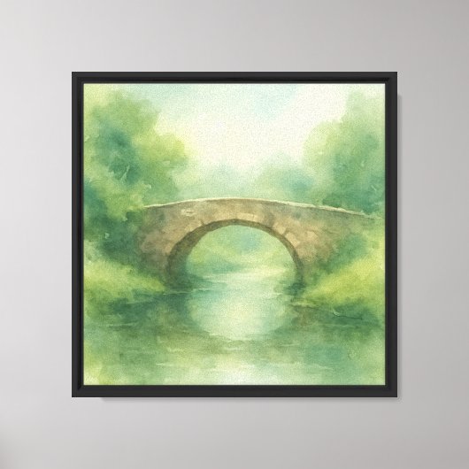 Oude stenen brug Waterverf Canvas Afdruk (Voorkant)